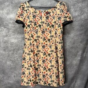 Hell Bunny Halloween Babydoll Dress Size M Beige Witch Pumpkin Cat Print Pinup